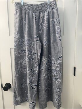 Habitat Blue Floral Linen Wide-Leg Pants